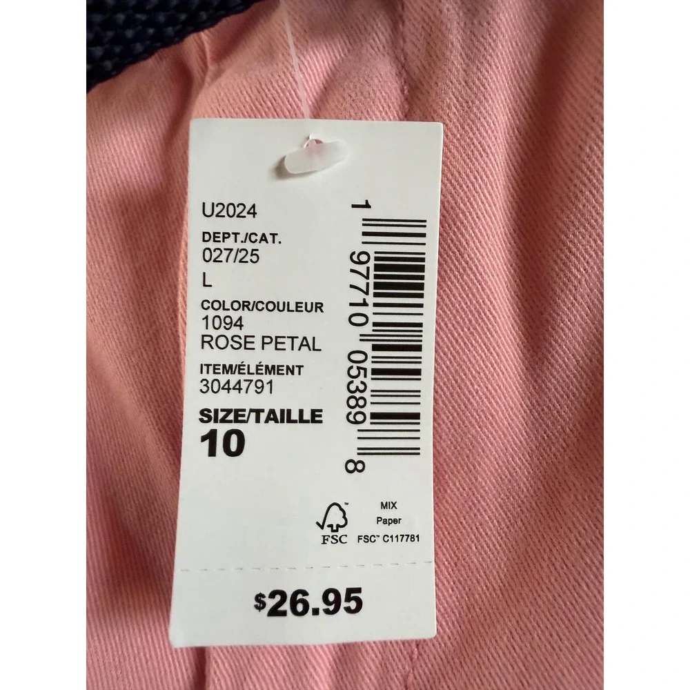 Place Boys Chino Shorts Rose Petal Pink with Striped Belt Size 10 3044791 NWT